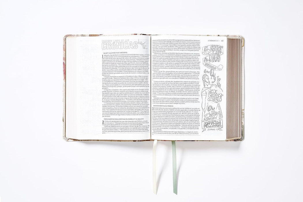 Biblia edición artística ilustrada crema- NBLA