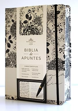 Biblia de Apuntes, tapa dura, blanco y negro con flores -  RVR 1960