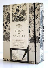 Biblia de Apuntes, tapa dura, blanco y negro con flores -  RVR 1960