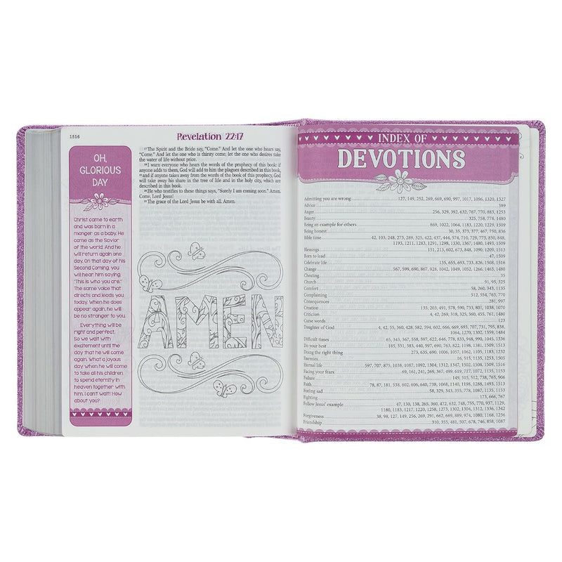 Mi Biblia Creativa en Inglés para Niñas ESV – Edición Glitter Morado