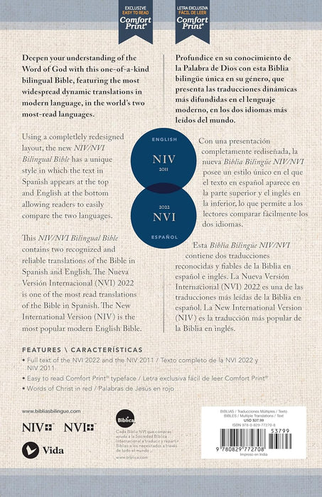 Biblia Bilingue, Azul Marino, Piel Especial - NVI/NIV