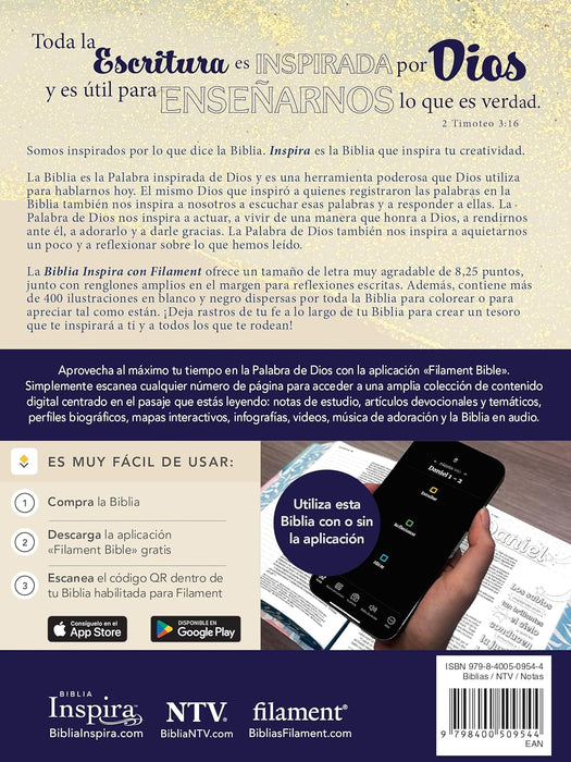 BIBLIA INSPIRA CON FILAMENT COLOR ORO - NTV