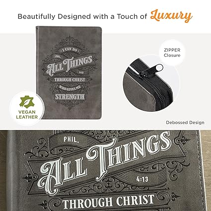 Agenda de lujo All things through Christ Filipenses 4:13 - Gris
