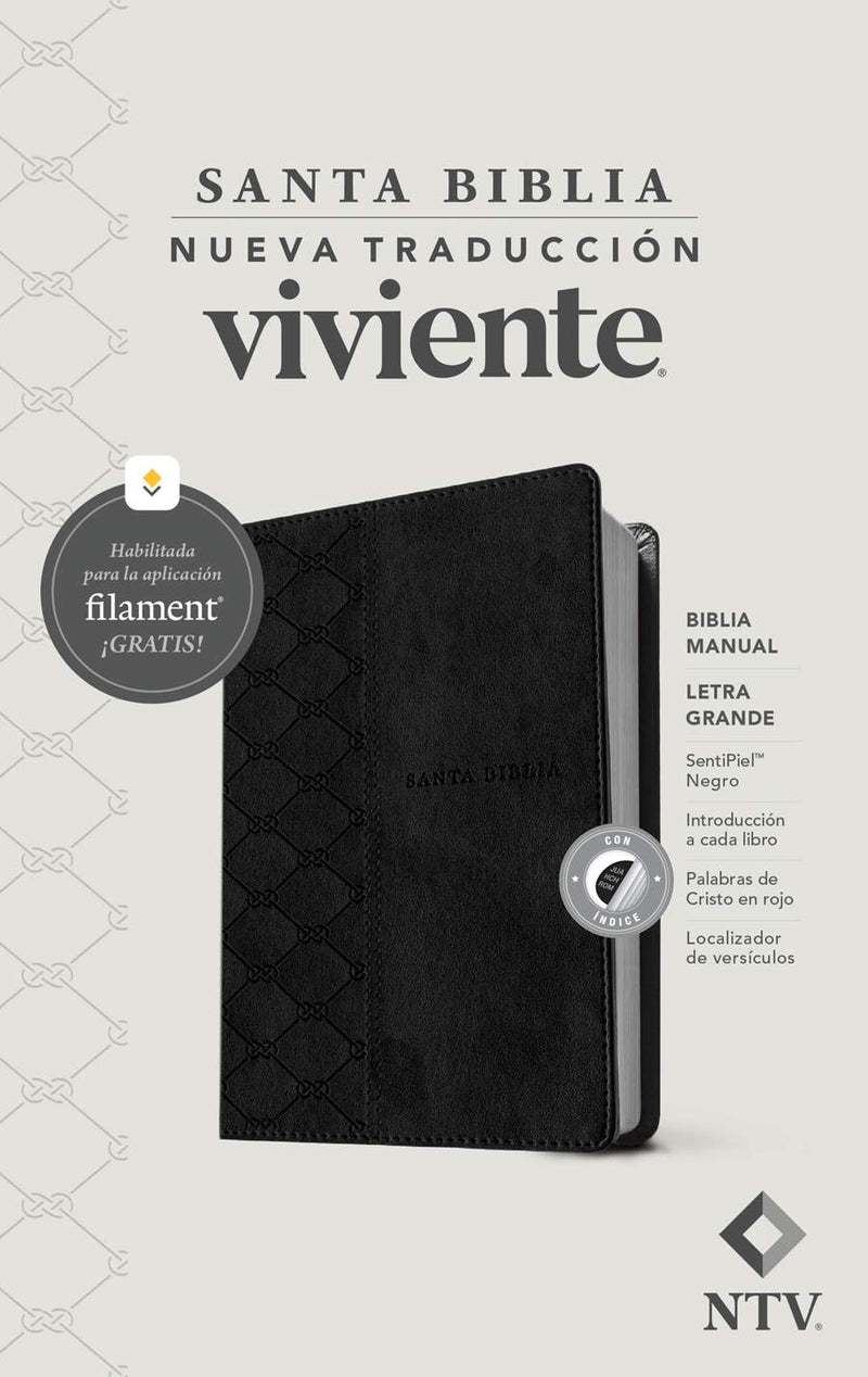 BIBLIA MANUAL NTV, LETRA GRANDE CON FILAMENT, COLOR NEGRO