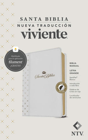 BIBLIA MANUAL NTV, LETRA GRANDE CON FILAMENT, COLOR BLANCO