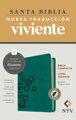 Biblia Manual con Índice Letra Gigante Verde Turquesa Floral - NTV con Filament