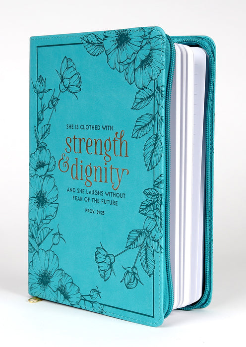 Agenda de lujo Strength & dignity Proverbios 31:25 - Azul