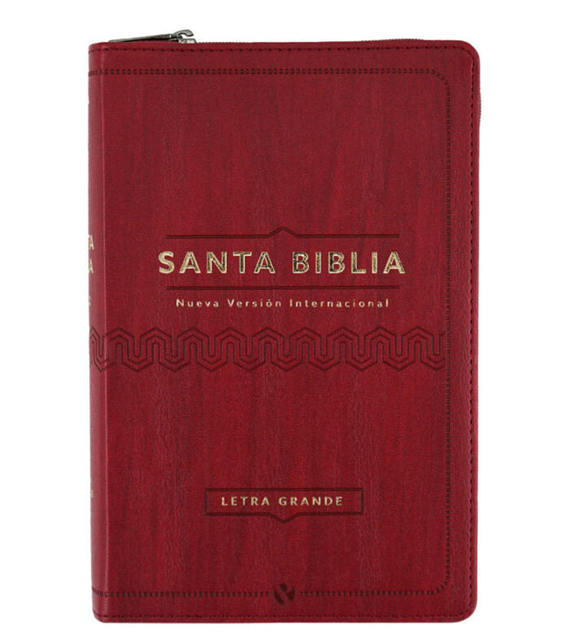 Santa Biblia con cierre cuero ecologico vino, letra grande - NVI