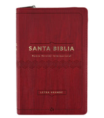 Santa Biblia con cierre cuero ecologico vino, letra grande - NVI