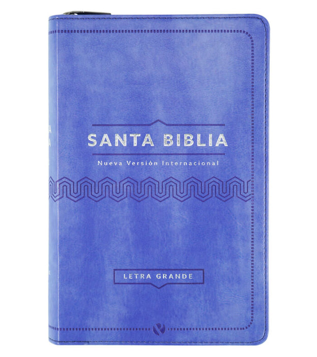 Santa Biblia con cierre cuero ecologico lila, letra grande - NVI