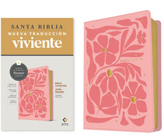 Biblia Ultrafina Flores Rosa - Letra Grande NTV con Filament