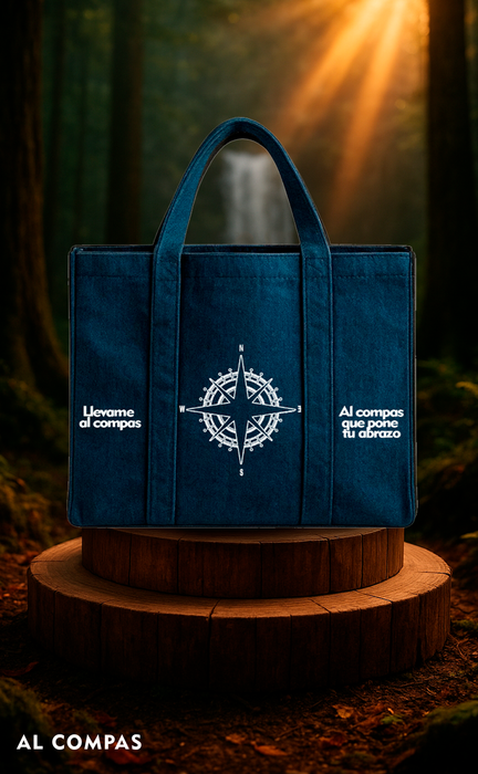 Tote bag Al compas, color azul