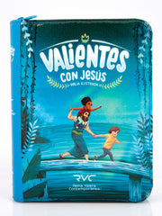 Biblia Infantil Valientes con Jesús , tamaño bolsillo, color azul, RVC