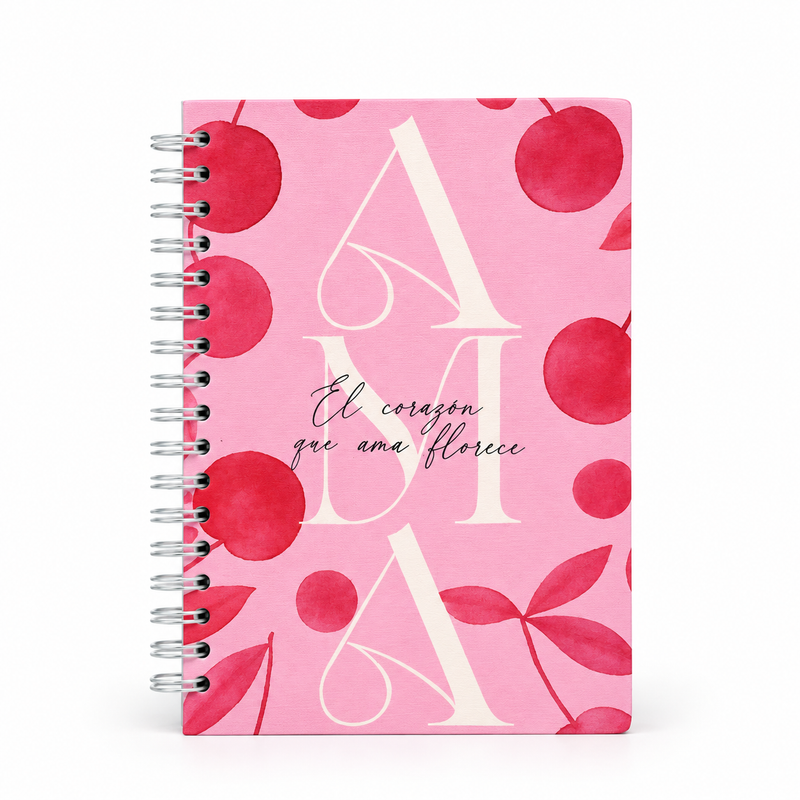 Cuaderno Argollado Grande 100 Hojas – Diseños Florales y Cerezas