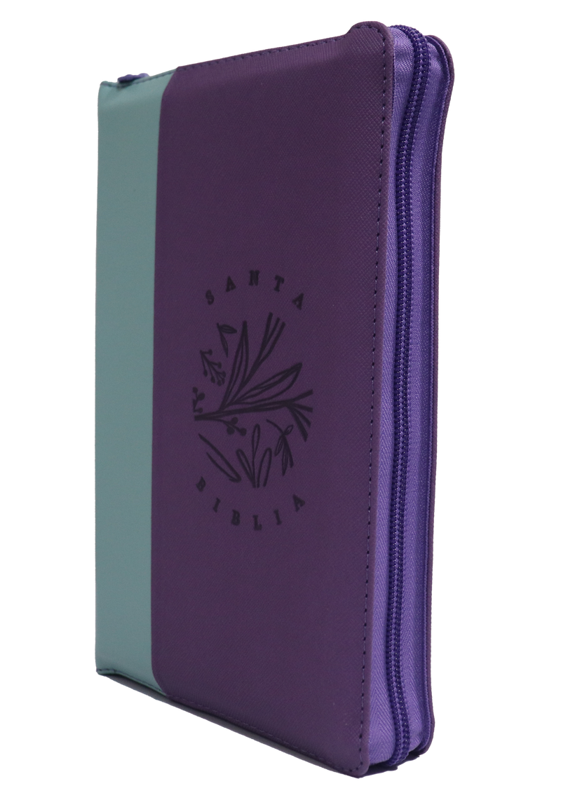 Biblia con cierre, morado/ verde, RVR 1960