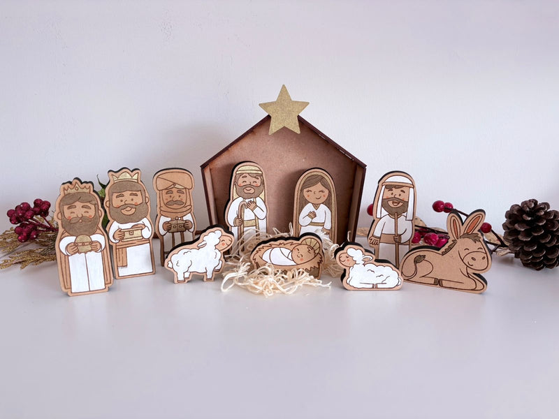 Pesebre artesanal en madera