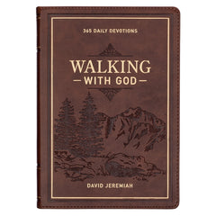 Devotional Walking with God 365 Daily Devotions, Large Print Brown Faux Leather