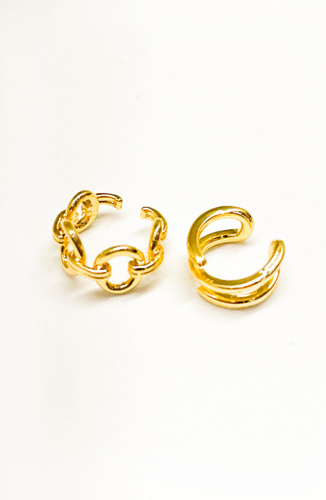 Ear Cuffs dorado y perlitas