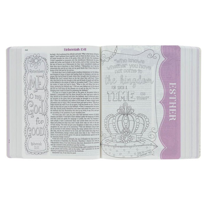 Biblia para colorear Pink Floral Heart Flexcover My Creative Bible for Girls - an ESV Journaling Bible