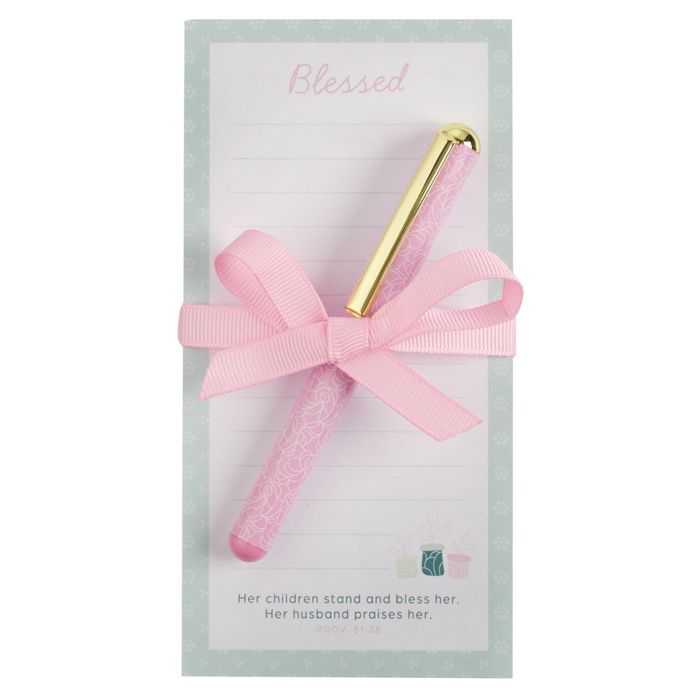 SET DE REGALO BLOCK DE NOTAS Y BOLIGRAFO "BLESSED"