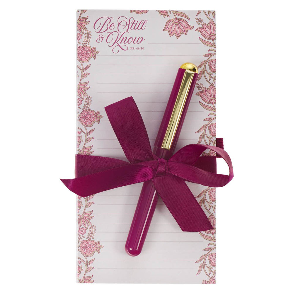 SET DE REGALO BLOCK DE NOTAS Y BOLIGRAFO "BE STILL & KNOW"