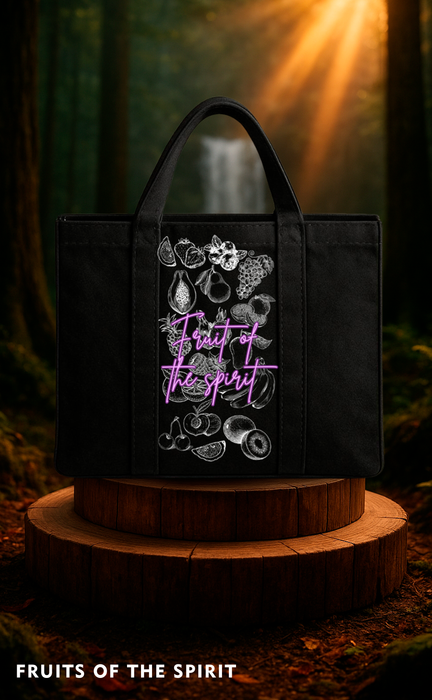 Tote bag Fruits of the spirit, color negra