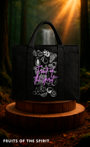 Tote bag Fruits of the spirit, color negra