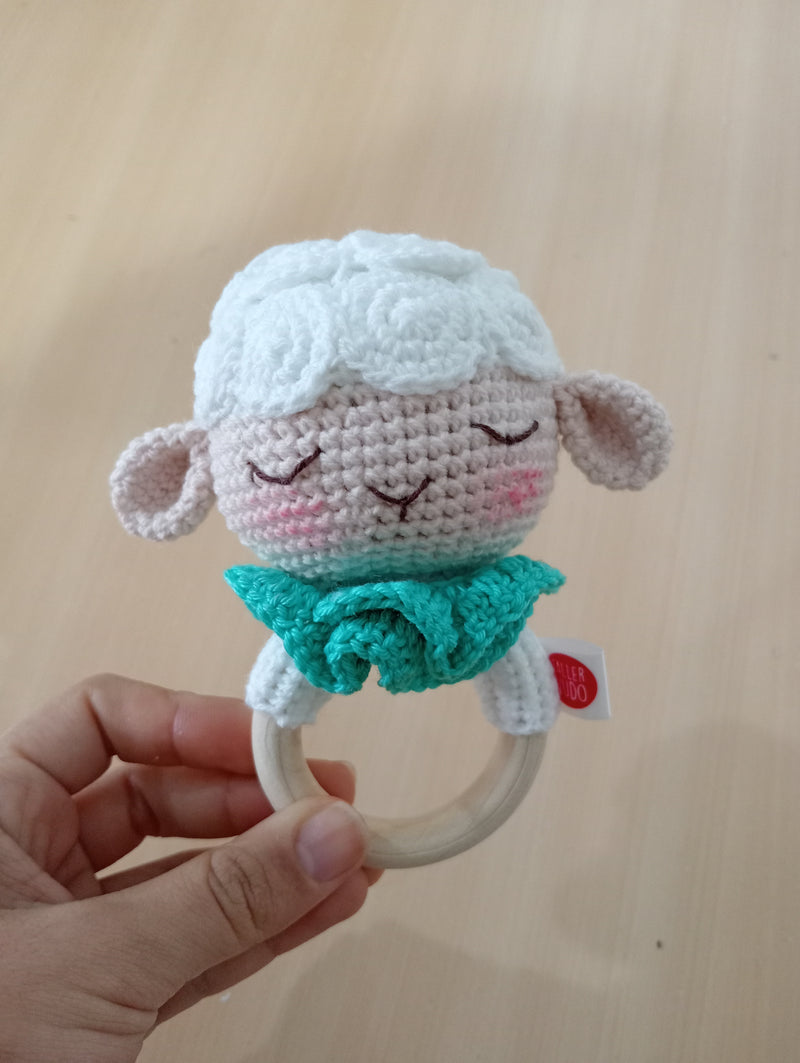 Sonajero de aro madera diseño oveja