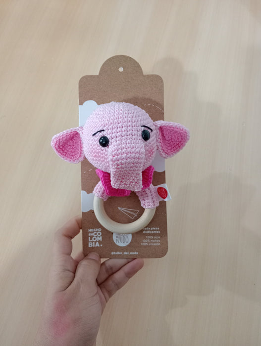 Sonajero de aro madera diseño elefante