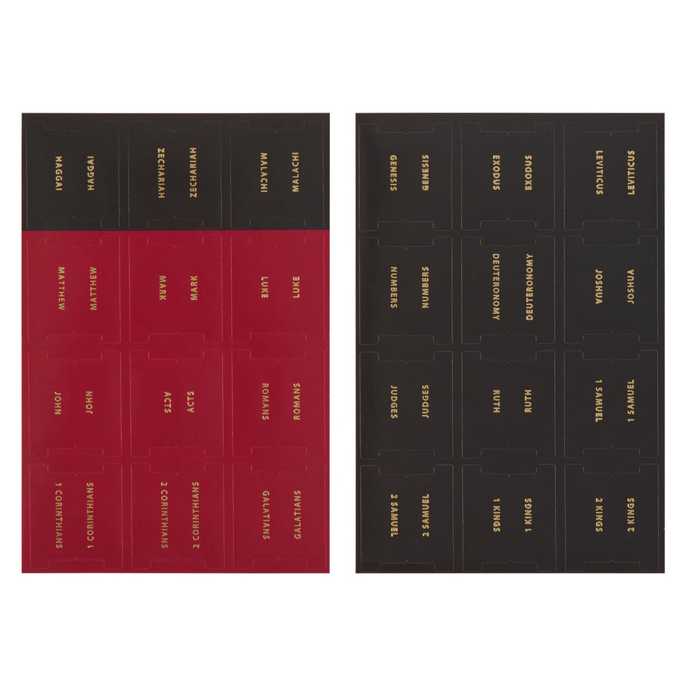 PESTAÑAS PARA LA BIBLIA EN NEGRO Y ROJO, ANTIGUO Y NUEVO TESTAMENTO