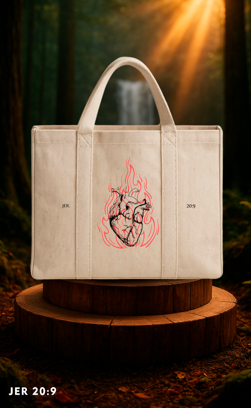 Tote bag Jer. 20:9, color crudo