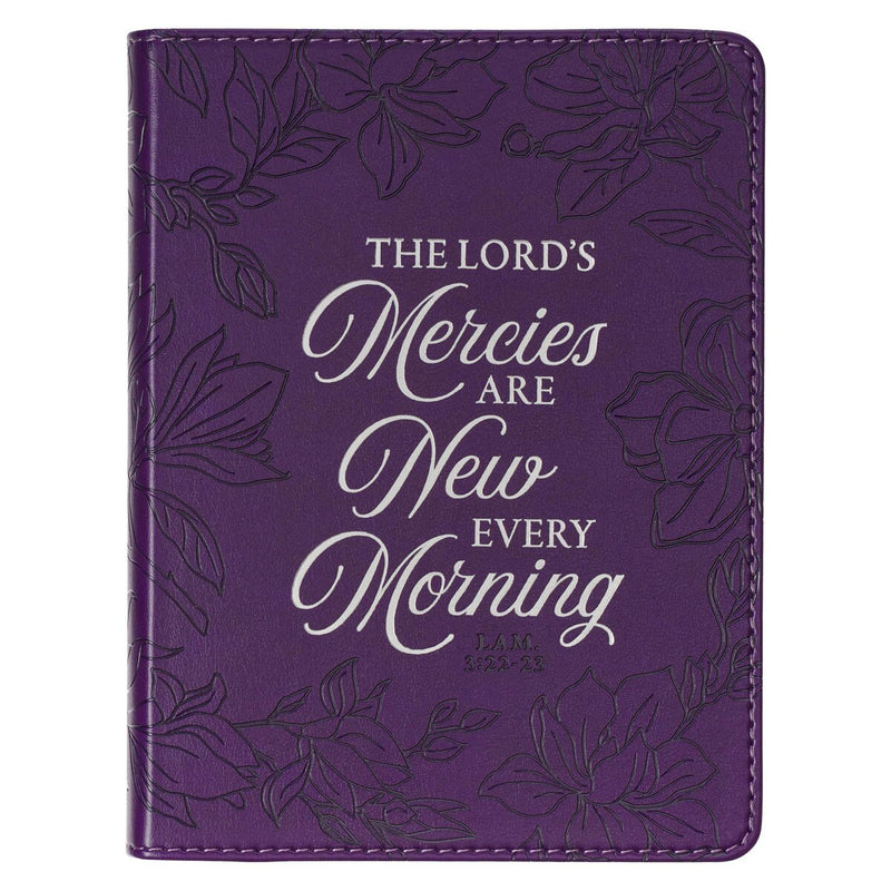 DIARIO CLÁSICO DE PIEL SINTÉTICA, COLOR MORADO FLORAL " NEW MERCIES"