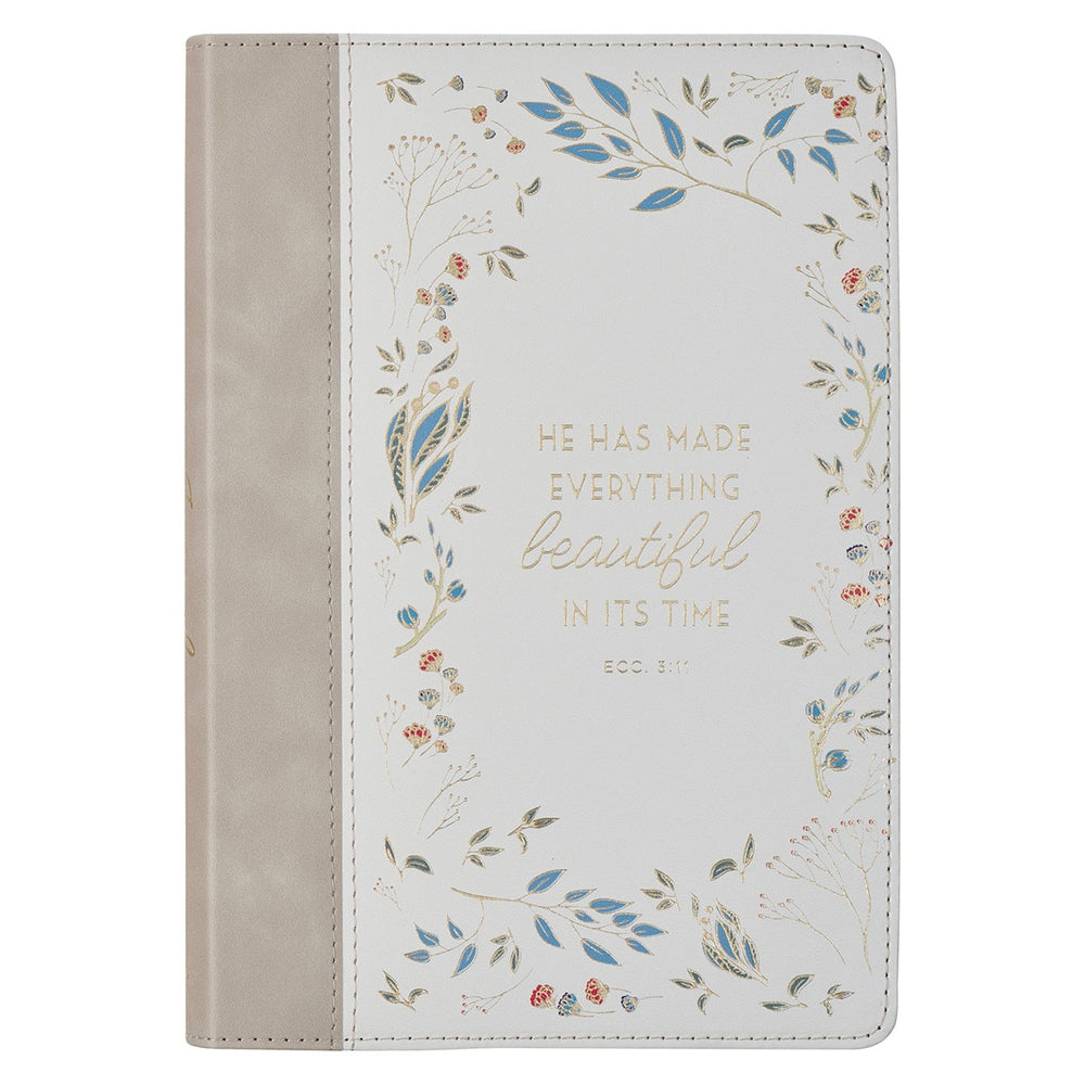 DIARIO CLÁSICO DE PIEL SINTÉTICA, ESTAMPADO FLORAL CREMA "EVERYTHING BEAUTIFUL"