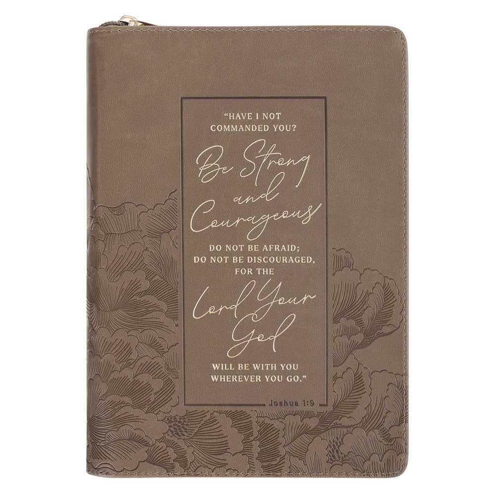 Diario Espiritual “Strong & Courageous” – Cuero Sintético con Cierre Josh. 1:9