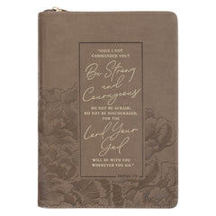 Diario Espiritual “Strong & Courageous” – Cuero Sintético con Cierre Josh. 1:9