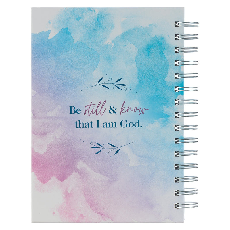 Cuaderno Be still & know Sal 46:10 - Rosa y azul acuarela