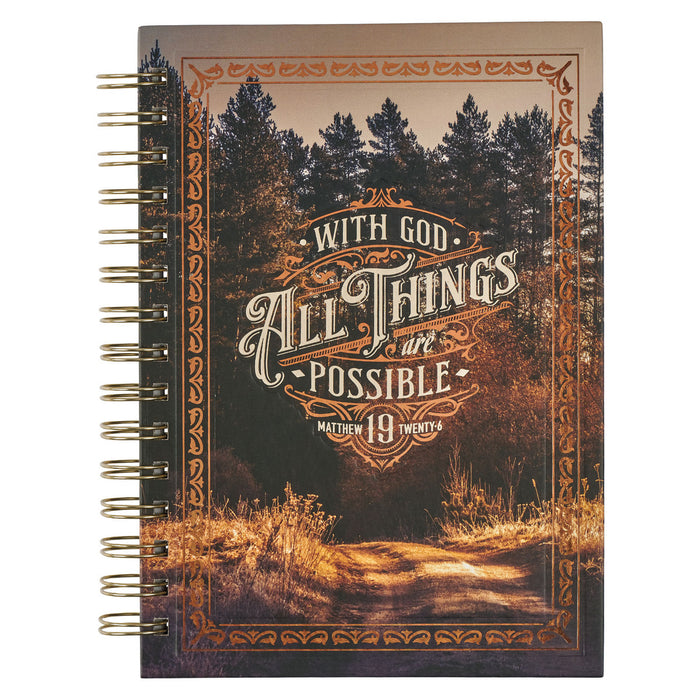 Cuaderno argollado All things are possible Mateo 19:26 pinos