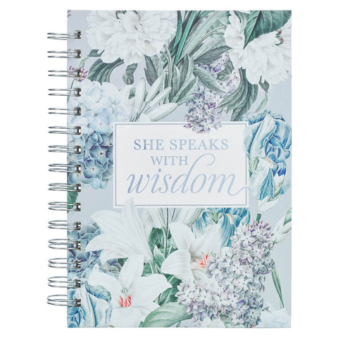 CUADERNO ARGOLLADO GRANDE CON FLORES AZULES 