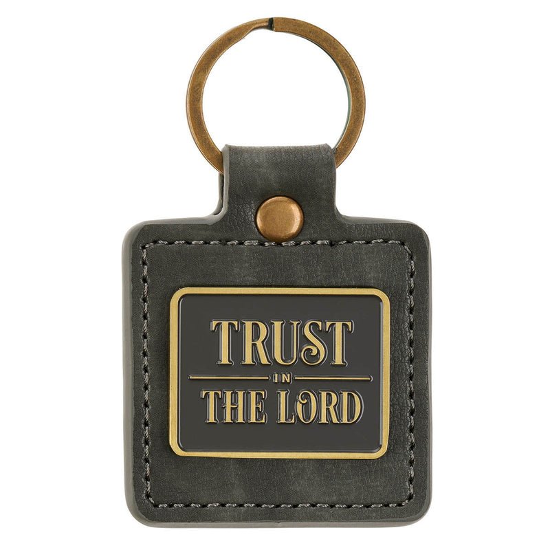 Llavero Trust in the Lord Gris en Cuero Sintético – Salmo 37:3