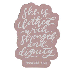 Imán Decorativo Strength and Dignity Rosa – Proverbios 31:25