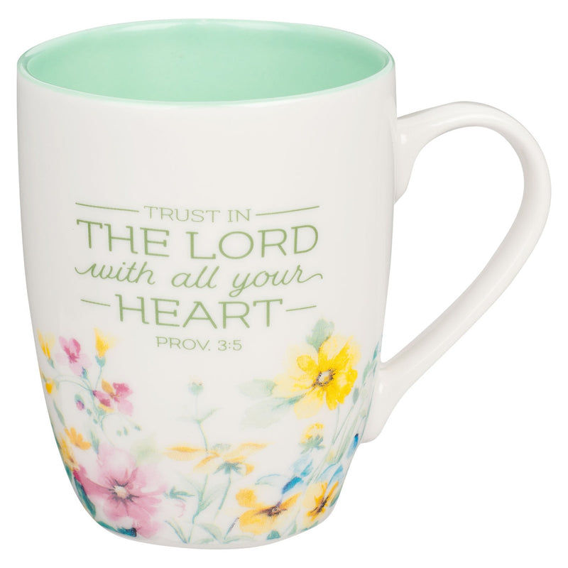 Mug Trust in the Lord Green Wildflower Ceramic