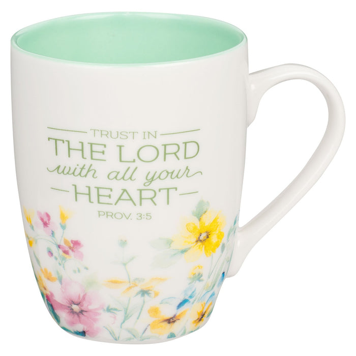 Mug Trust in the Lord Green Wildflower Ceramic