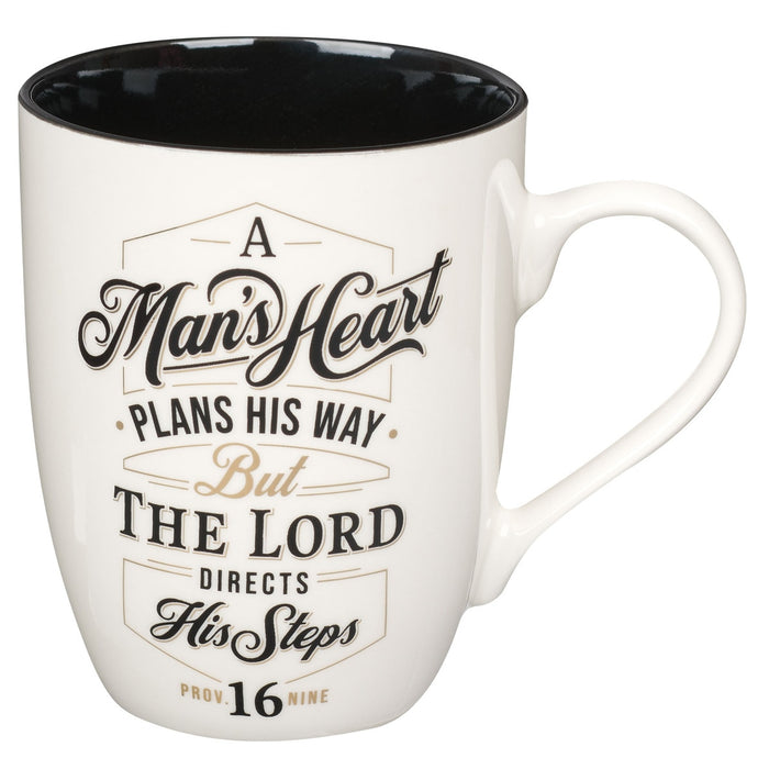 Mug The Lord Directs His Steps White and Black Ceramic