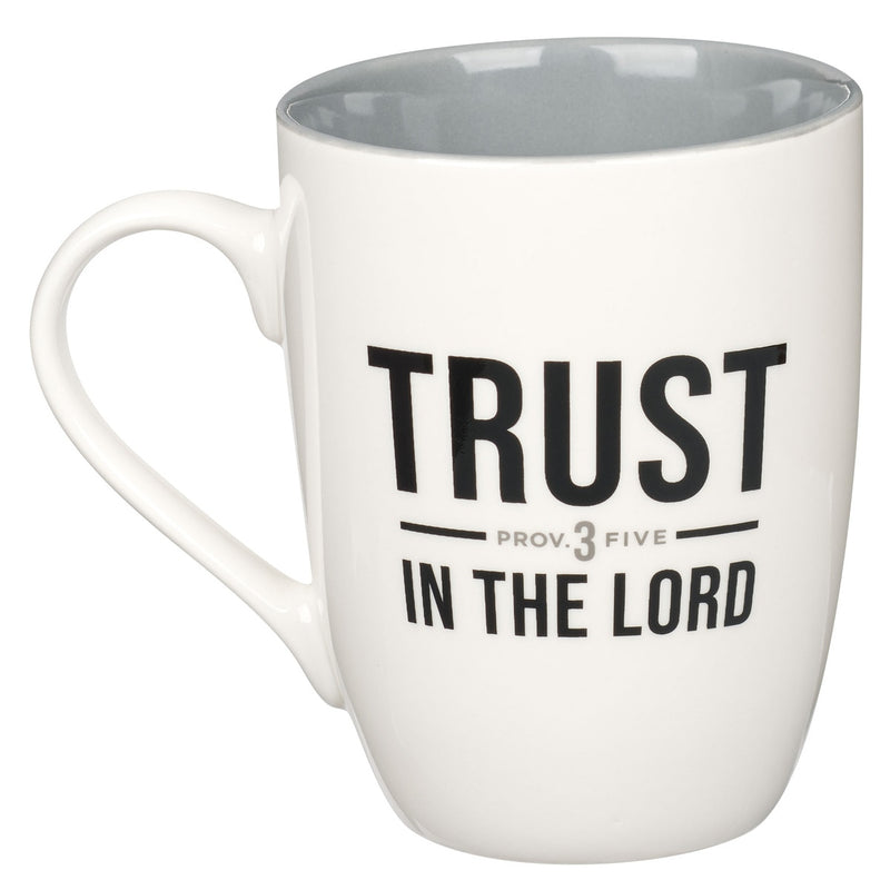 MUG GRIS Y BLANCO "TRUST IN THE LORD"