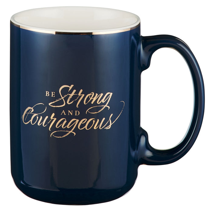 Mug Be Strong and Courageous Navy Ceramic