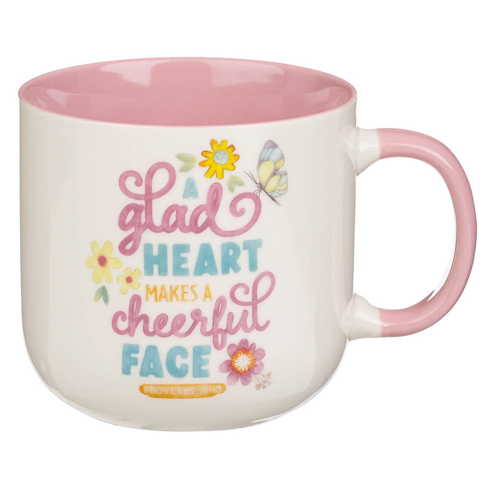 Mug Pink A Glad Heart Makes A Cheerful Face -  Prov. 15:13