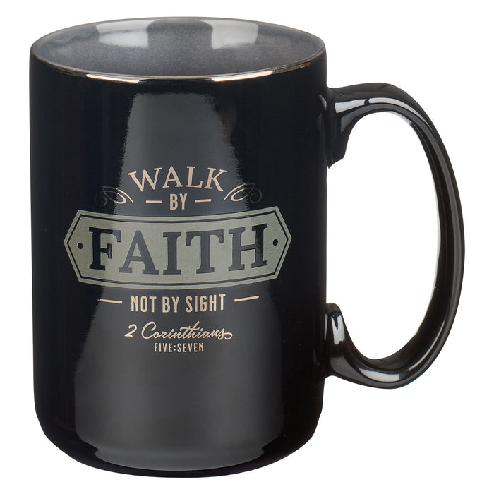 Mug Walk By Faith Black Ceramic