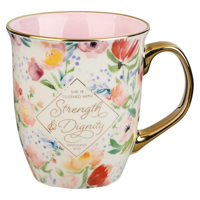 Mug Strength and Dignity Pastel Floral