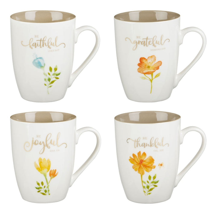 Set Mugs Grateful Ceramic