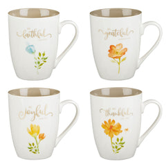 Set Mugs Grateful Ceramic